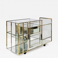 Mid Century Italian Brass And Glass Console Shelves Cart - 3895580