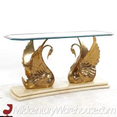 Mid Century Italian Brass Swan Console Table - 3692196