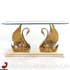 Mid Century Italian Brass Swan Console Table - 3692197
