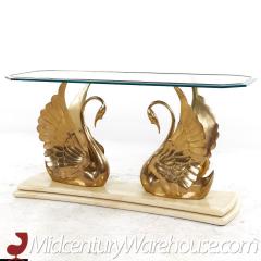 Mid Century Italian Brass Swan Console Table - 3692198