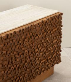 Mid Century Italian Brutalist Sideboard with Travertine Top - 4339012