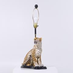 Mid Century Italian Ceramic Leopard Lamp - 4124096