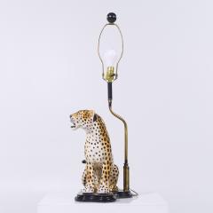 Mid Century Italian Ceramic Leopard Lamp - 4124097