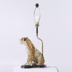 Mid Century Italian Ceramic Leopard Lamp - 4124098