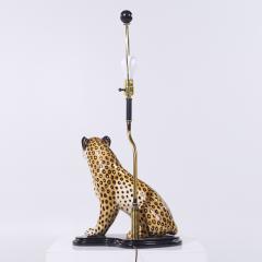 Mid Century Italian Ceramic Leopard Lamp - 4124099
