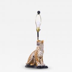 Mid Century Italian Ceramic Leopard Lamp - 4125294