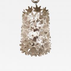 Mid Century Italian Clear Floral Murano Glass and Chrome Chandelier - 770694