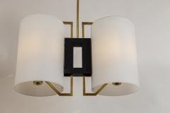 Mid Century Italian Double Cylinder Opaline Glass Ceiling Fixture - 4096355