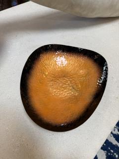 Mid Century Italian Enamel Dish in Burnt Orange and Black 1960s - 4388518