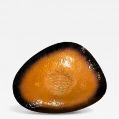 Mid Century Italian Enamel Dish in Burnt Orange and Black 1960s - 4392398