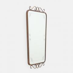 Mid Century Italian Etched Glass and Brass Wall Mirror with Scrolls - 4743483