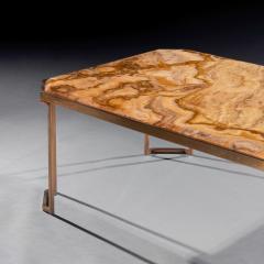 Mid Century Italian Gilt Brass Coffee Table With Onyx Marble Top - 4563957