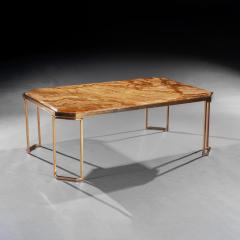 Mid Century Italian Gilt Brass Coffee Table With Onyx Marble Top - 4563960