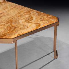 Mid Century Italian Gilt Brass Coffee Table With Onyx Marble Top - 4563961