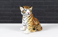 Mid Century Italian Glazed Ceramic Tiger Sculpture - 4106577