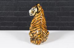 Mid Century Italian Glazed Ceramic Tiger Sculpture - 4106596