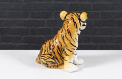 Mid Century Italian Glazed Ceramic Tiger Sculpture - 4106613