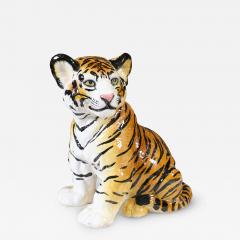 Mid Century Italian Glazed Ceramic Tiger Sculpture - 4106665