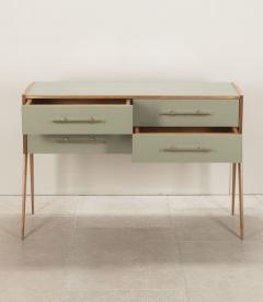 Mid Century Italian Green Glass and Wood Sideboard - 4339032