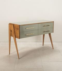 Mid Century Italian Green Glass and Wood Sideboard - 4339033