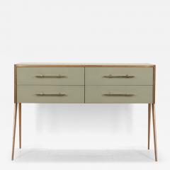 Mid Century Italian Green Glass and Wood Sideboard - 4344583