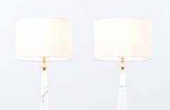 Mid Century Italian Marble Brass Pyramid Style Table Lamps - 2989196