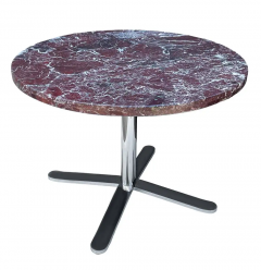 Mid Century Italian Marble Round Dining Table or Center Table with Chrome Base - 2673608