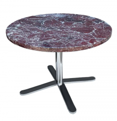 Mid Century Italian Marble Round Dining Table or Center Table with Chrome Base - 2673609