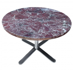 Mid Century Italian Marble Round Dining Table or Center Table with Chrome Base - 2673648