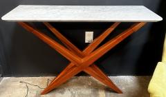 Mid Century Italian Marble and Wood Console 1980s - 2875723