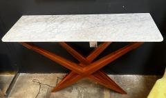Mid Century Italian Marble and Wood Console 1980s - 2875732