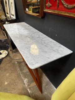 Mid Century Italian Marble and Wood Console 1980s - 2875734