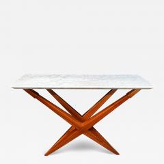 Mid Century Italian Marble and Wood Console 1980s - 2878915