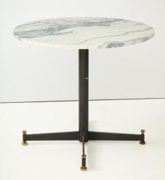 Mid Century Italian Metal and Marble Caf Table with Brass Details - 1140198