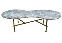 Mid Century Italian Modern Free Form Marble Cocktail Table in Marble and Brass - 2233738