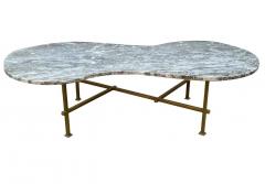 Mid Century Italian Modern Free Form Marble Cocktail Table in Marble and Brass - 2233739