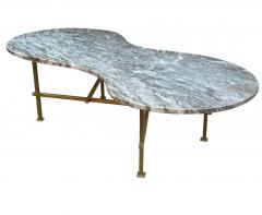 Mid Century Italian Modern Free Form Marble Cocktail Table in Marble and Brass - 2233740