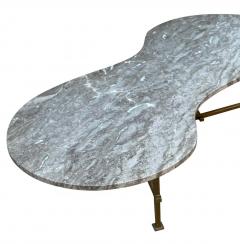 Mid Century Italian Modern Free Form Marble Cocktail Table in Marble and Brass - 2233742