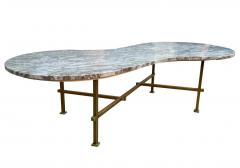 Mid Century Italian Modern Free Form Marble Cocktail Table in Marble and Brass - 2233743