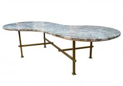 Mid Century Italian Modern Free Form Marble Cocktail Table in Marble and Brass - 2233744