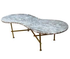 Mid Century Italian Modern Free Form Marble Cocktail Table in Marble and Brass - 2233746