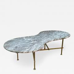 Mid Century Italian Modern Free Form Marble Cocktail Table in Marble and Brass - 2237201