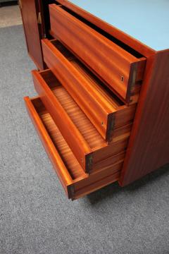 Mid Century Italian Modern Mahogany Credenza with Blue Laminate Surface - 2977714