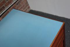 Mid Century Italian Modern Mahogany Credenza with Blue Laminate Surface - 2977719