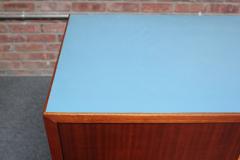 Mid Century Italian Modern Mahogany Credenza with Blue Laminate Surface - 2977721