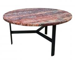 Mid Century Italian Modern Red Onyx Marble Bronze Circular Cocktail Table - 2233758