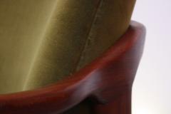 Mid Century Italian Modern Sculpted Walnut and Velvet Lounge Chair - 891901