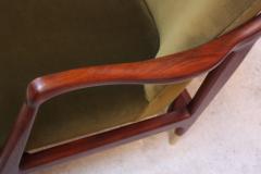 Mid Century Italian Modern Sculpted Walnut and Velvet Lounge Chair - 891904
