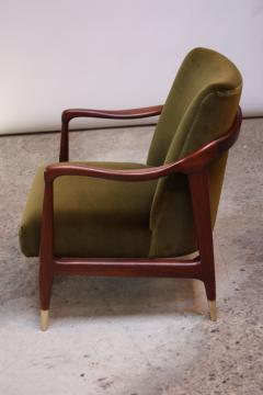 Mid Century Italian Modern Sculpted Walnut and Velvet Lounge Chair - 891931