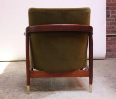Mid Century Italian Modern Sculpted Walnut and Velvet Lounge Chair - 891933